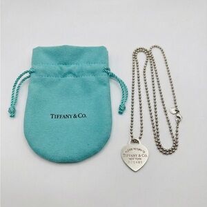 Tiffany & Co. Silver Heart Pendant with Blue Pouch